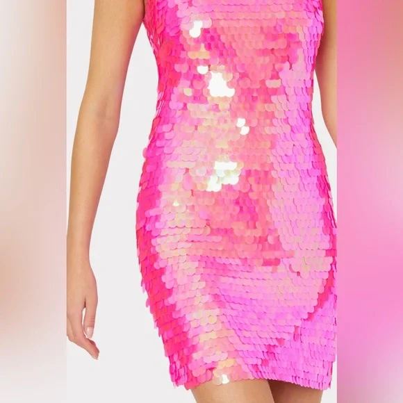 NWT Milly Sequin Slip Mini Party Dress in Neon Pink